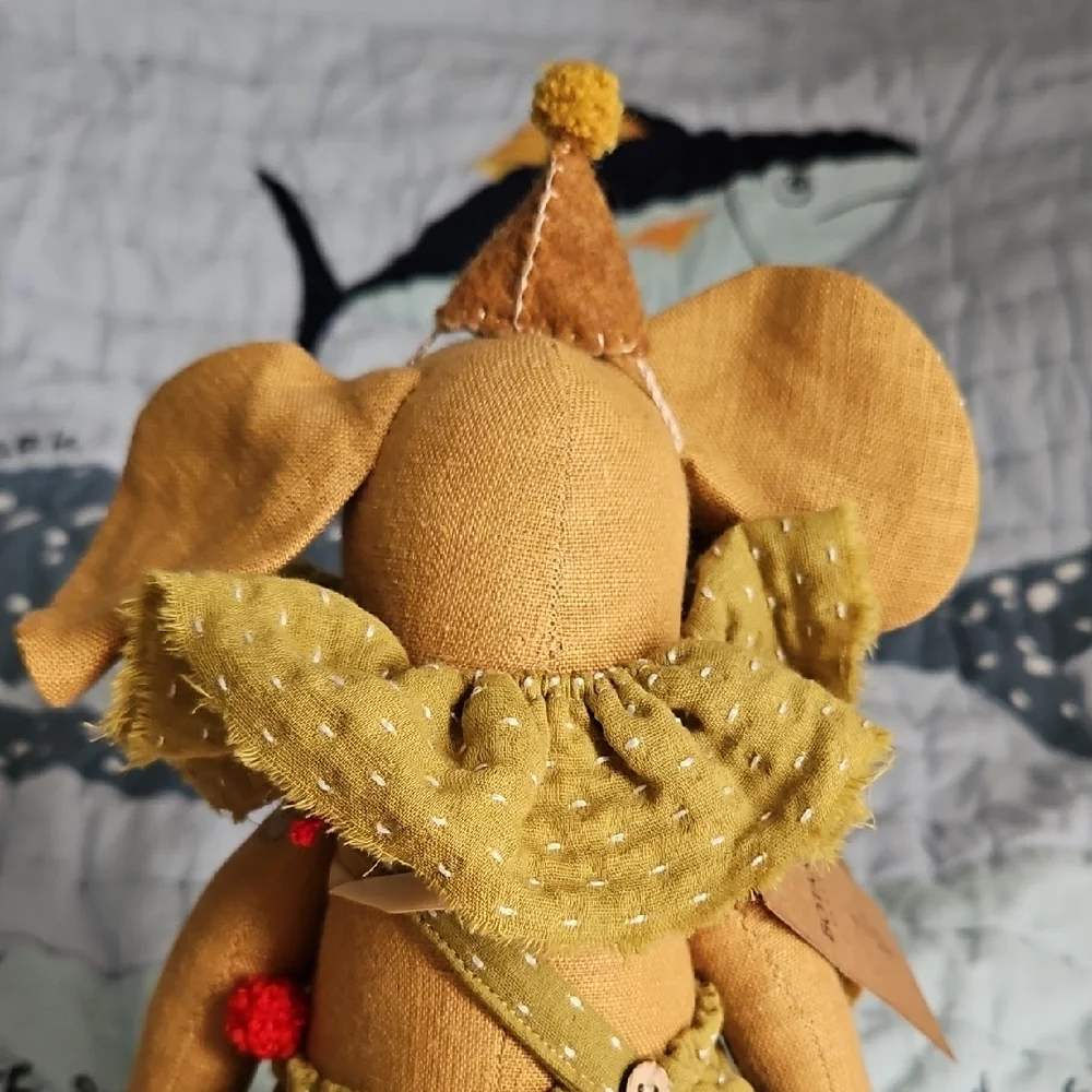 Botanica Handmade Linen Adorable Circus Elephant Stuffed Animal Toy - Picture 5 of 7